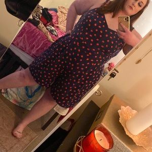 NWOT Torrid super soft stretchy navy and red strawberry romper